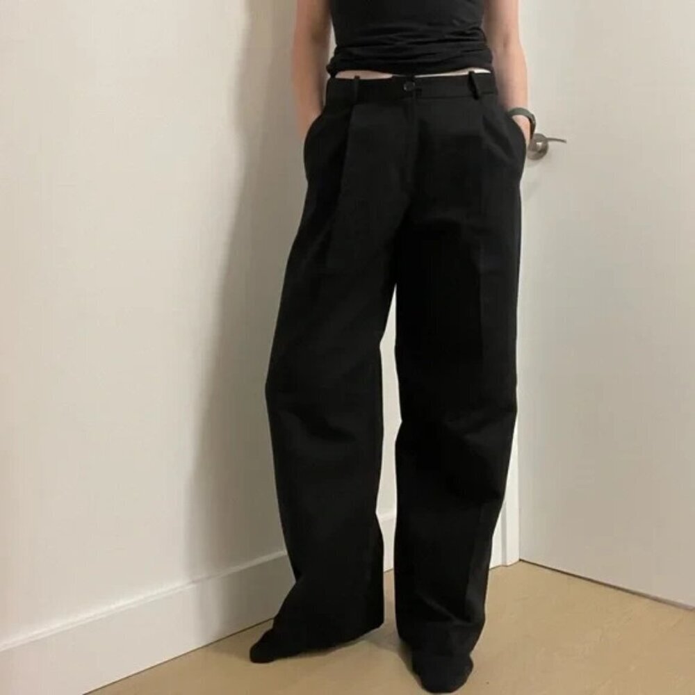 Massimo Dutti Full Lenght Wide Leg Darted Trouser Black 12 - Picture 3 of 9